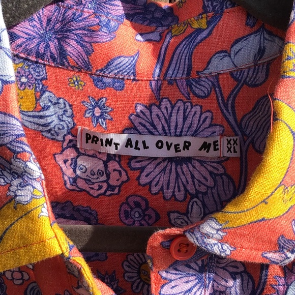 Print All Over Me XXXL 100% Linen Shirt Dress - Picture 4 of 13